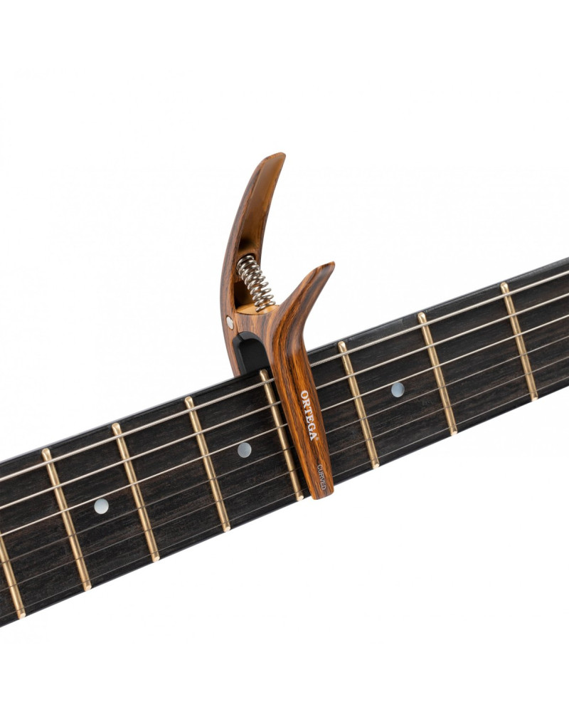 Ortega TWCAPO-WND Curved/Flat Guitar Capo - Walnut Design