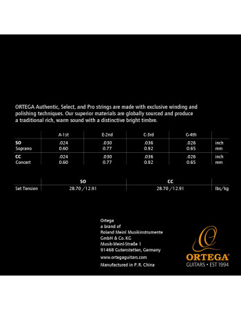 Ortega UKABK-SO Custom Made Strings Authentic String Set - Ukulele 4 String