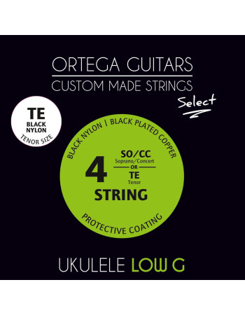 Ortega UKSBK-TE-LG Custom Made Tenor Low-G Ukulele Select String Set Black Nylon, black plated Copper wound