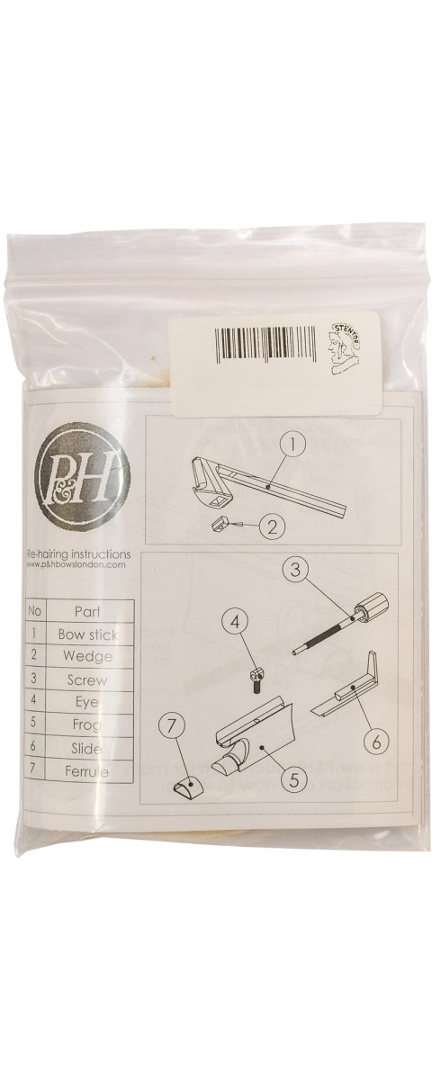 P&H Bows PHP1741CA P&H Bowhair Hank, for 4/4 Carbon Violin bow, genuine horse hair