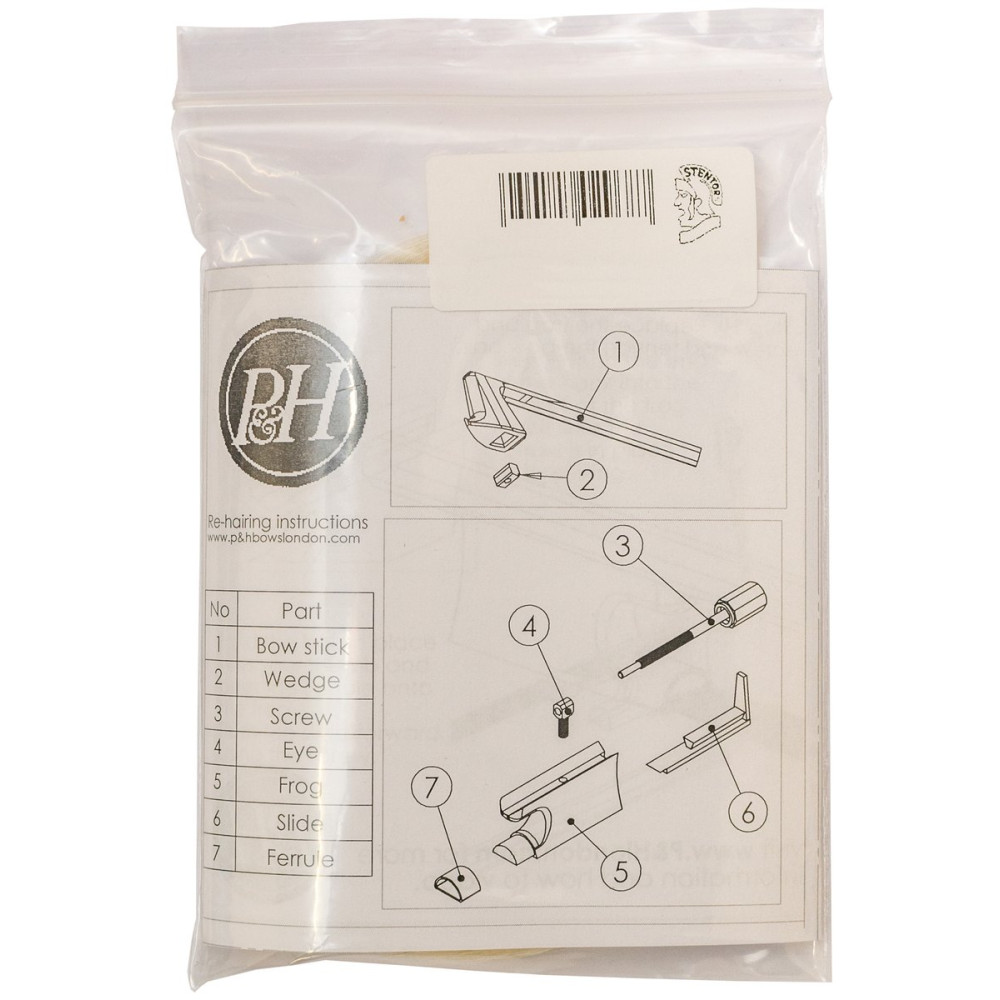 P&H Bows PHP1742S P&H Bowhair Hank, for 12”~14” Fiberglass Viola bow, genuine horse hair