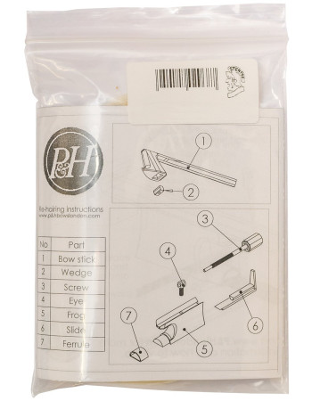 P&H Bows PHP1744CA P&H Bowhair Hank, Double Bass Carbon Bow 4/4,  Natural Hair