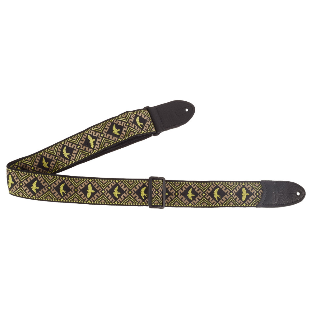 PRS Jacquard Hootenanny Guitar Strap, Yellow & Black Birds