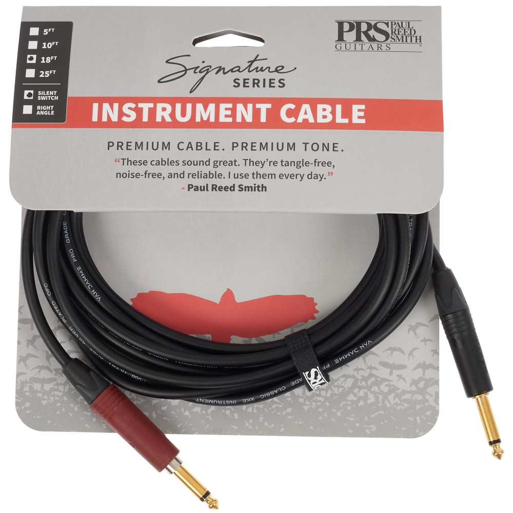 PRS Signature Instrument Cable 18' Straight Silent-Plug