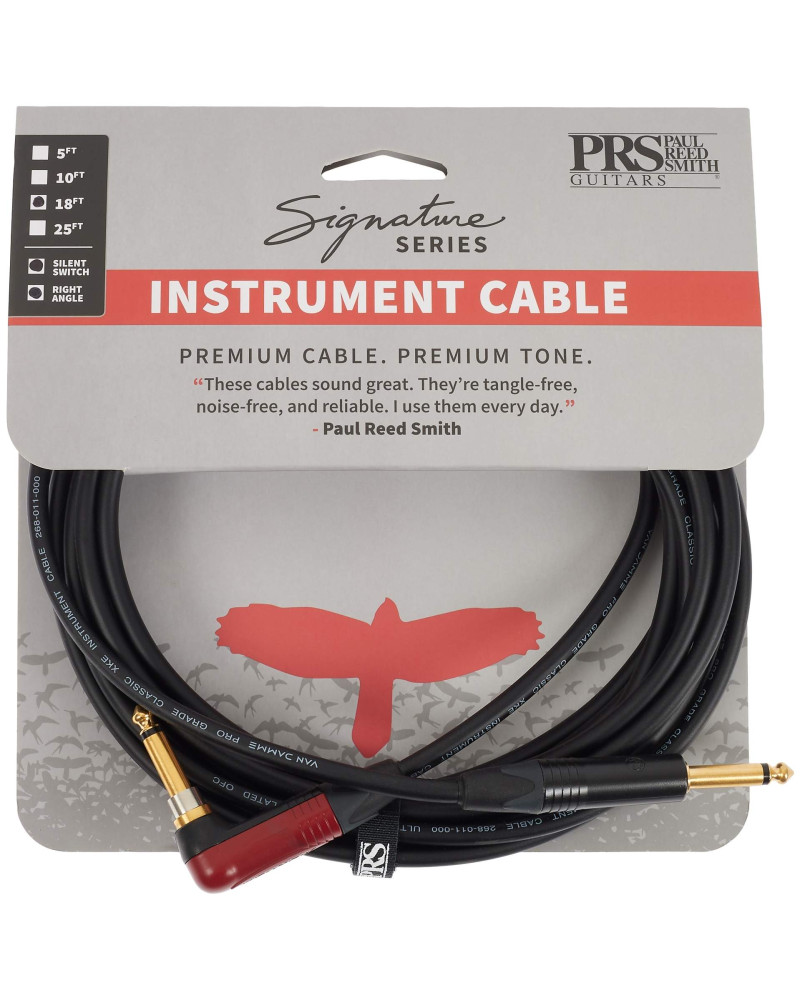 PRS Signature Instrument Cable 18' Angled Silent-Plug