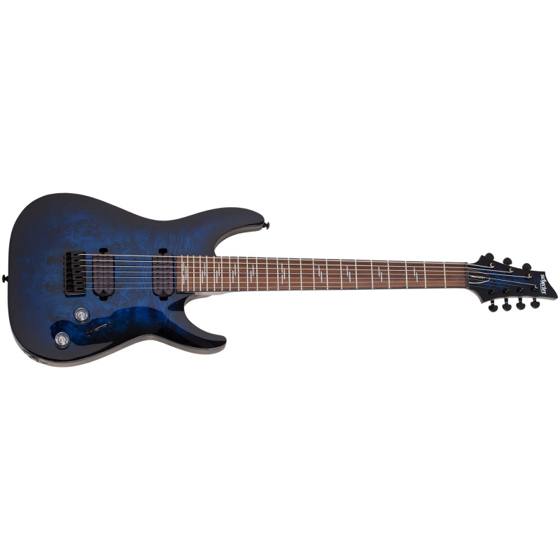 Schecter Omen Elite-7 See Thru Blue Burst