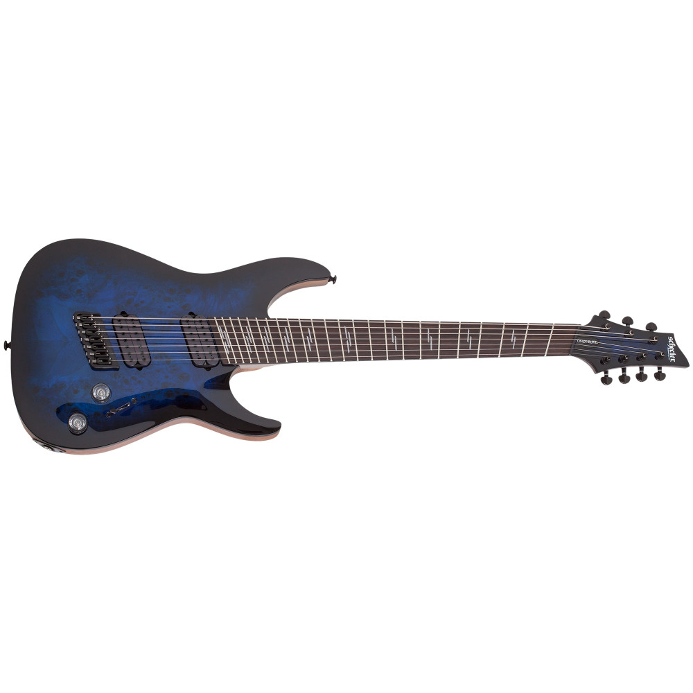 Schecter Omen Elite-7 MS See-Thru Blue Burst