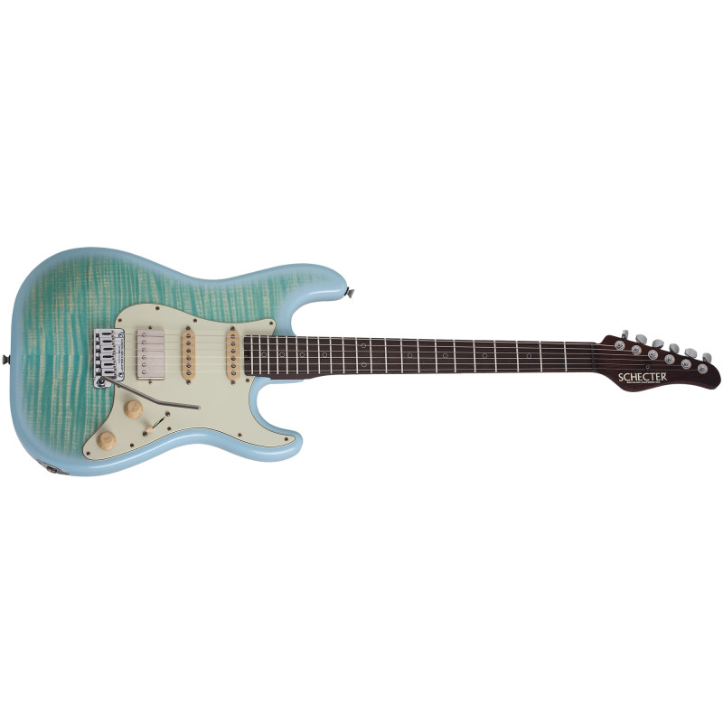 Schecter Nick Johnston USA Signature Flame Top Nitro Atomic Ice