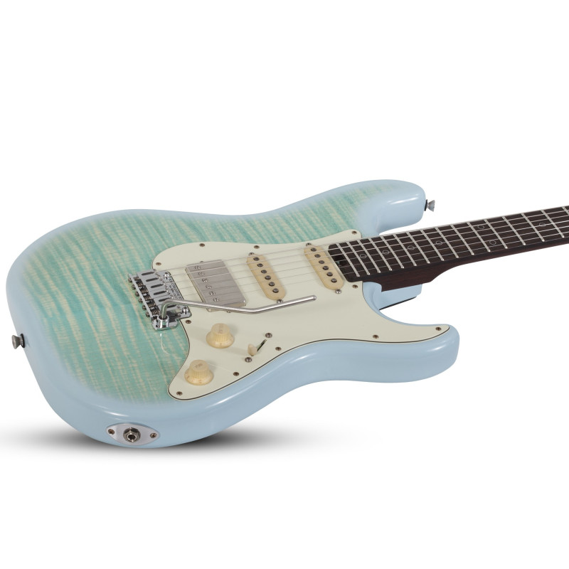 Schecter Nick Johnston USA Signature Flame Top Nitro Atomic Ice