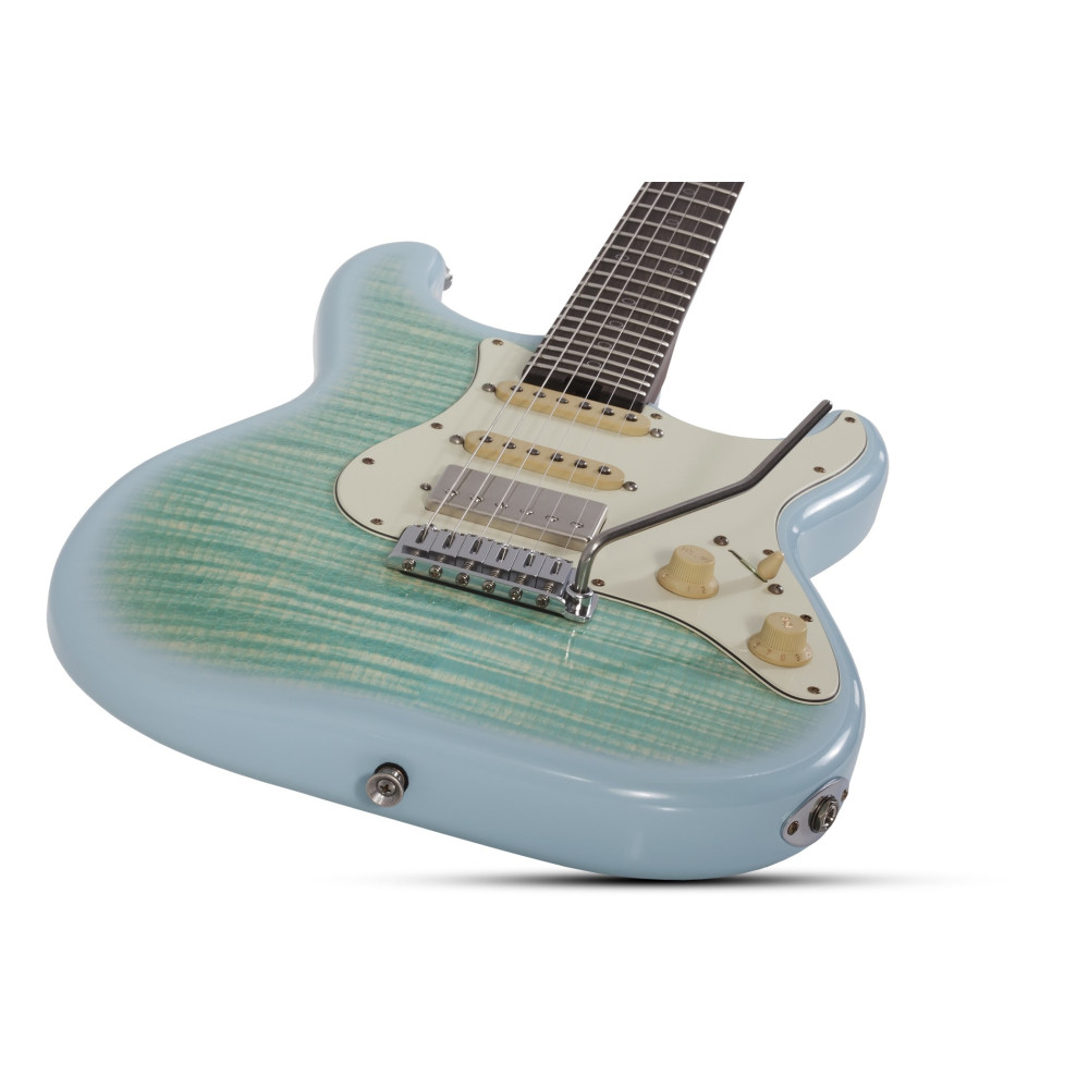 Schecter Nick Johnston USA Signature Flame Top Nitro Atomic Ice