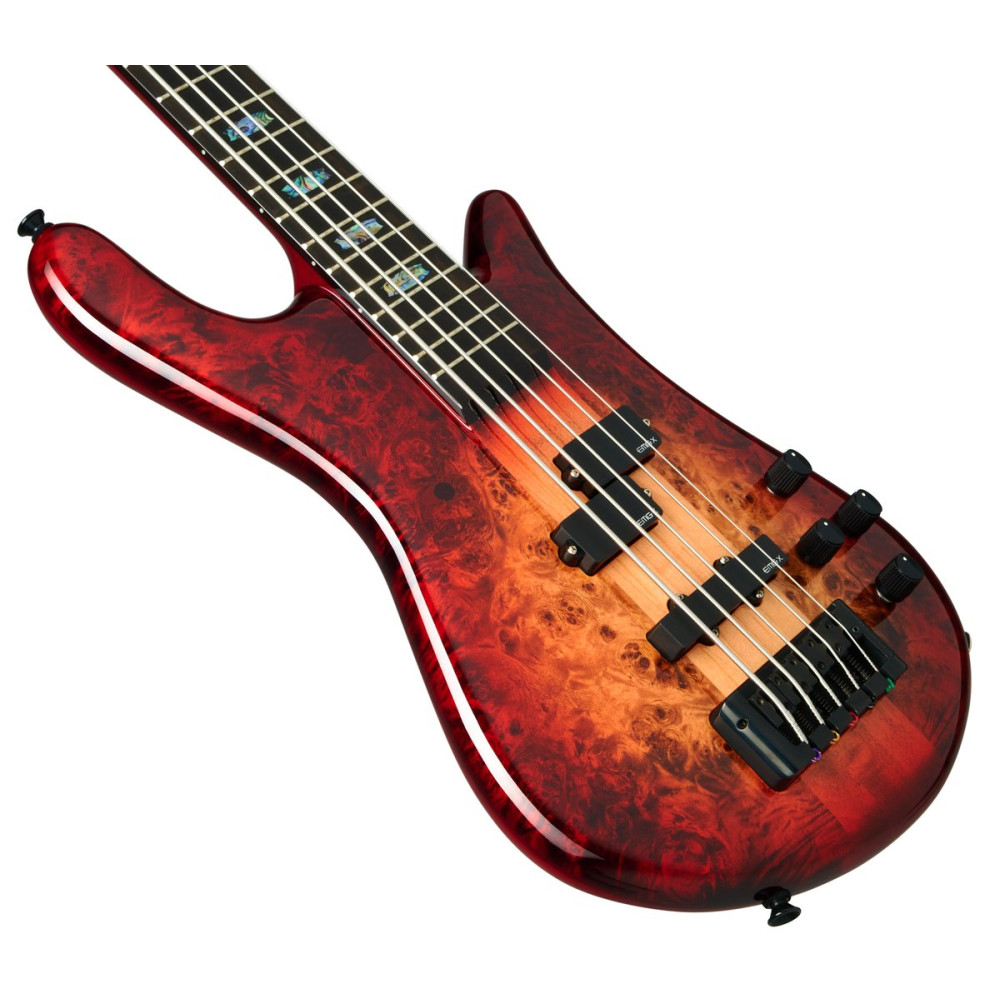 Spector SXEURO5CSTRED Bass Guitar, Euro CST, 5-string, active, Natural Red Burst Glo ss