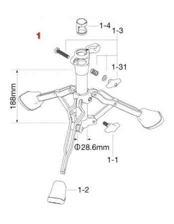 Tama 1B-HS80W1 Base Assembly for HS80W