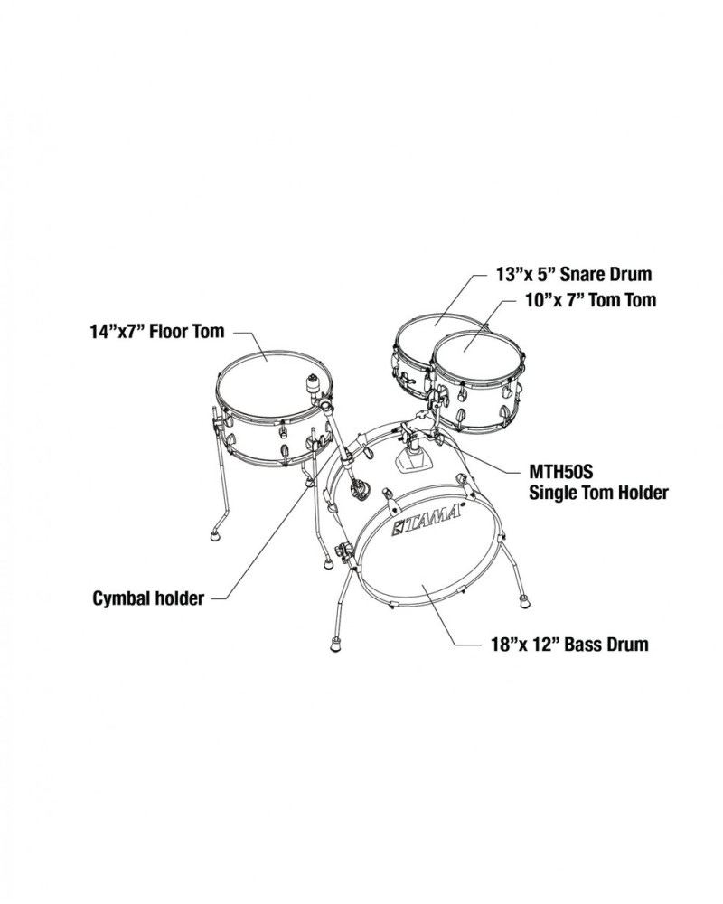 Tama 1B-LJK48PBNBW Club-Jam Pancake Shell Kit 4 pcs - Burgundy Walnut Wrap/Chrome HW