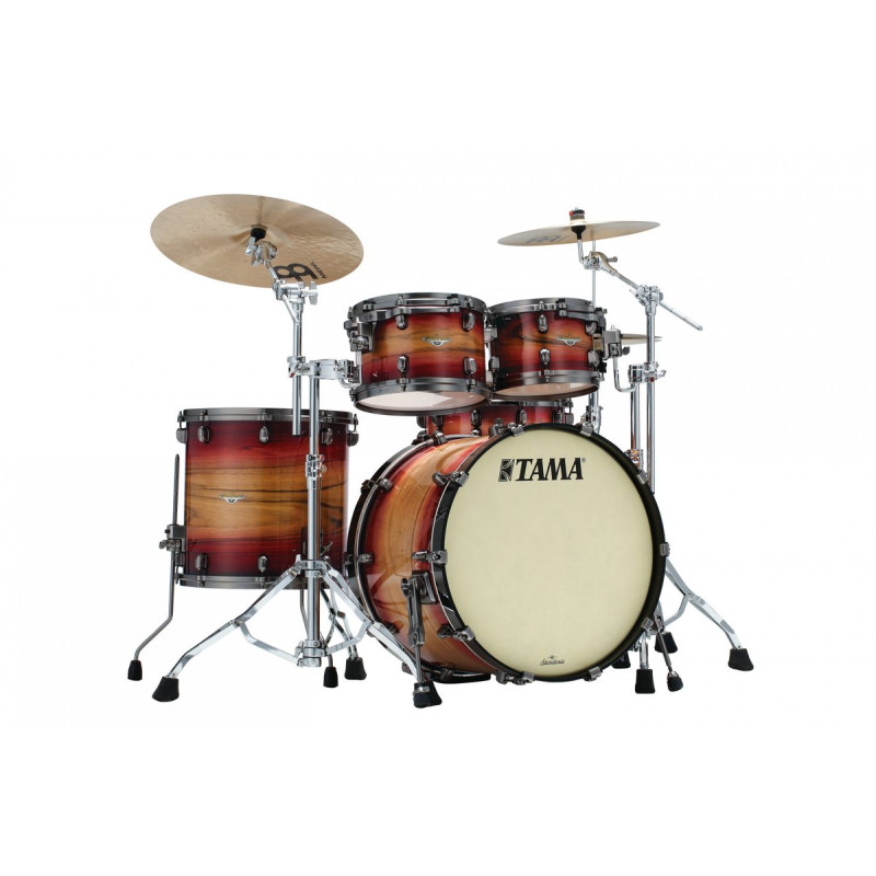 Tama 1B-ME42TZUSLR Starclassic Maple Exotic Shell Kit 4pcs - Ruby Pacific Walnut Burst/Smoked Black Nickel HW
