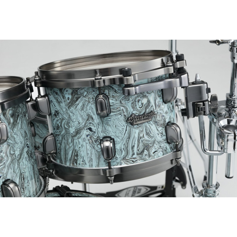 Tama 1B-MR32CZUSSL Starclassic Maple Duracover Wrap Shell Kit 3 pcs - Sky Blue Swirl/Smoked Black Nickel HW