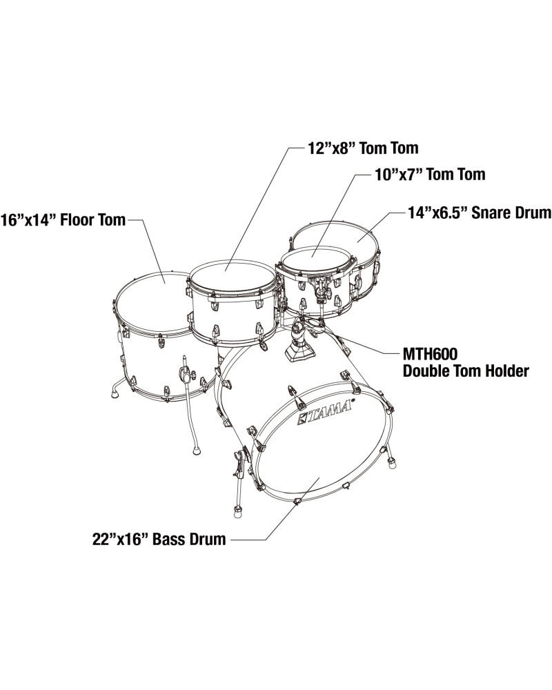Tama CL52KR-PGLP Superstar Classic Drum Set 5pcs - Gloss Lacebark Pine Fade/Chrome HW + SM5W Hardware Kit