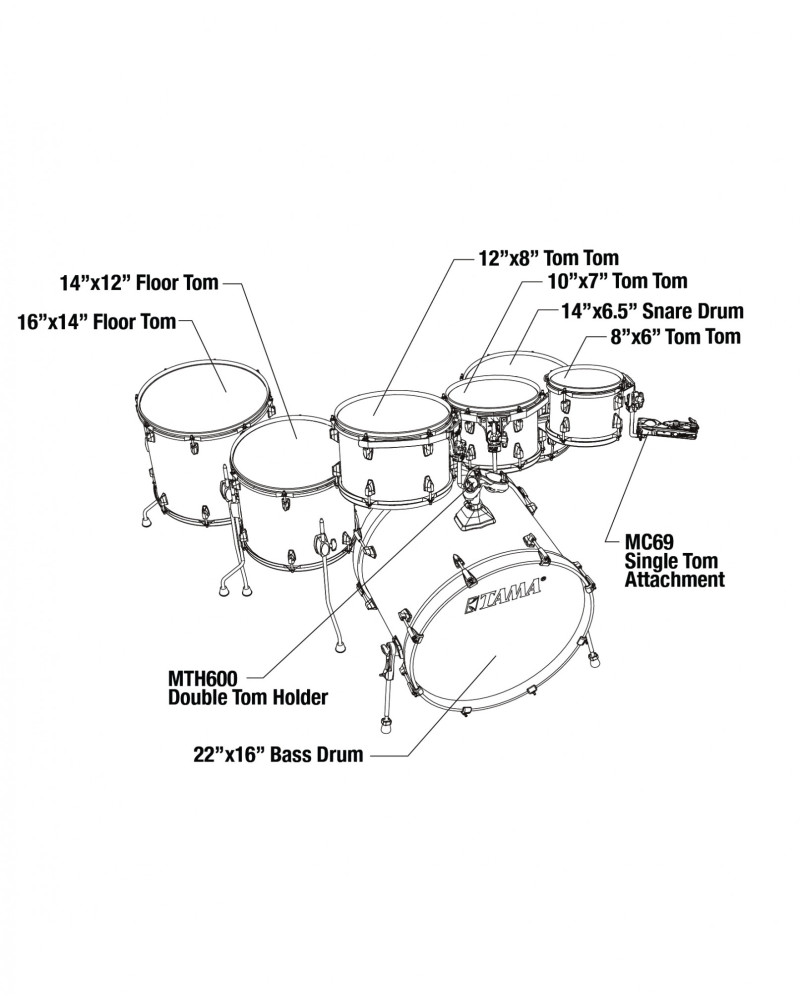 Tama CL72RS-PGLP Superstar Classic Shell Kit 7 pcs - Gloss Lacebark Pine Fade/Chrome HW