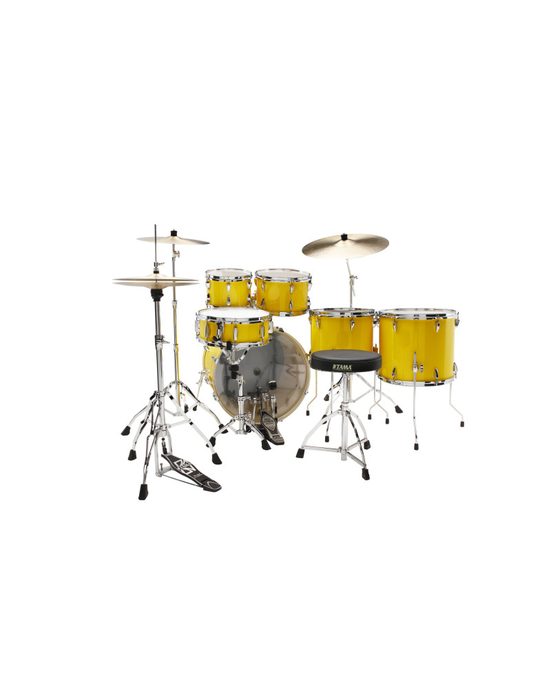 Tama IP62H6W-ELY Imperialstar Drum Set 5 pcs - Electric Yellow/Chrome HW + MEINL Cymbals HCS Cymbal Kit/Stage Master Double-Braced Hardware Kit