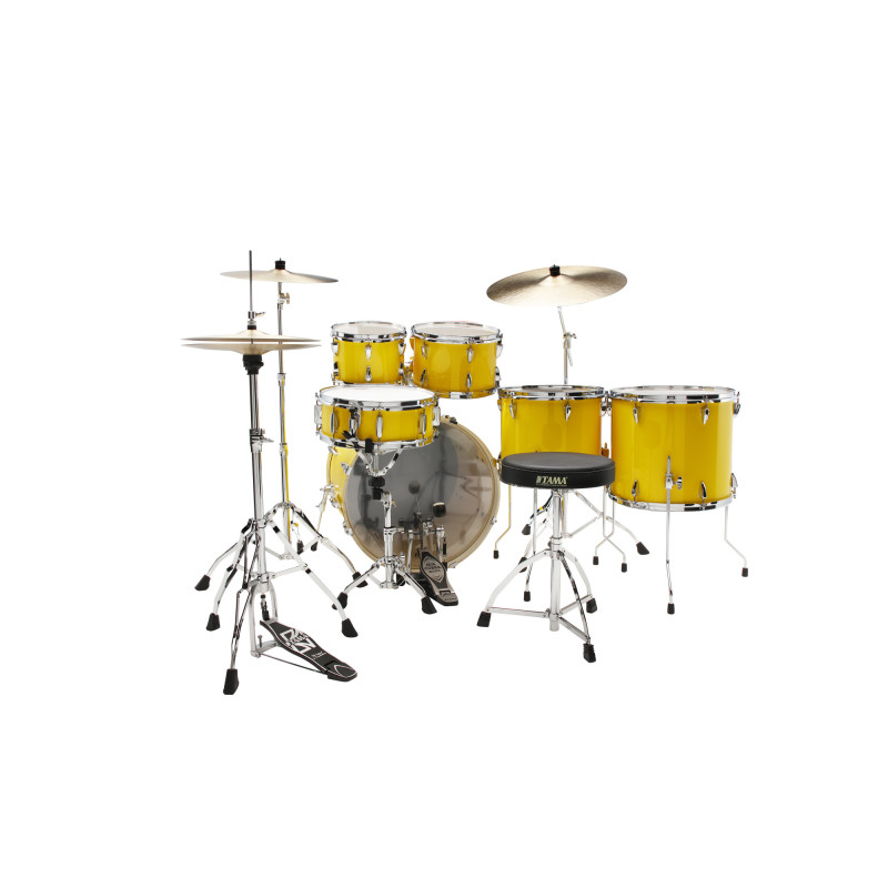 Tama IP62H6W-ELY Imperialstar Drum Set 5 pcs - Electric Yellow/Chrome HW + MEINL Cymbals HCS Cymbal Kit/Stage Master Double-Braced Hardware Kit