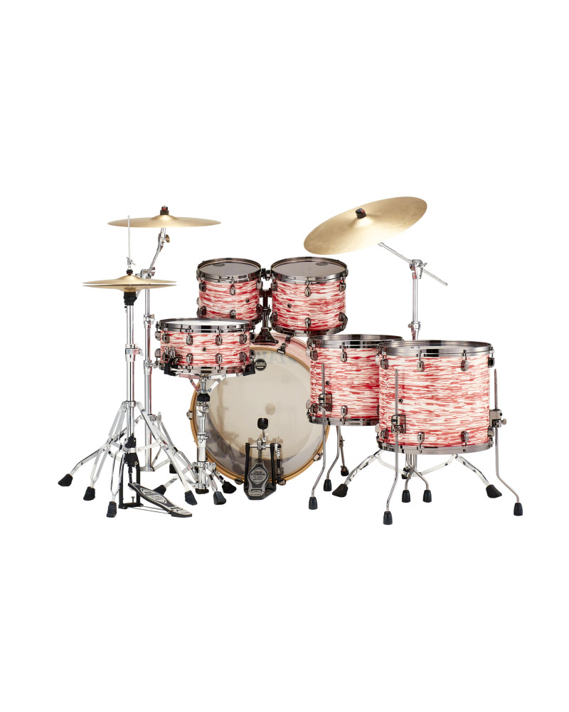 Tama WBR52LBNS-RWO Starclassic Walnut/Birch Duracover Wrap Shell Kit 5 pcs - Red & White Oyster/Black Nickel HW