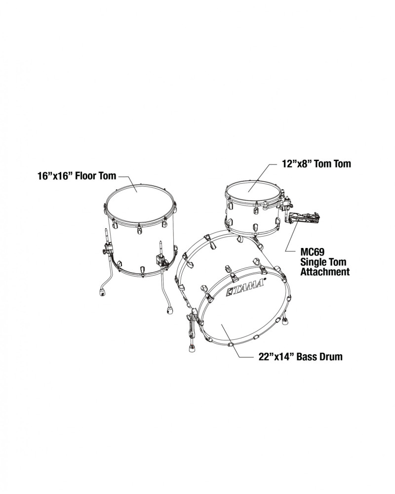 Tama WBS32RZS-SGF Starclassic Lacquer Walnut/Birch Shell Kit 3 pcs. - Satin Burgundy Fade/Chrom Hardware
