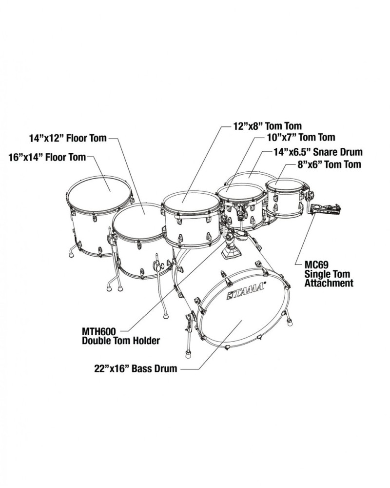 Tama CL72RS-PGGP Superstar Classic Shell Kit 7 pcs - Gloss Garnet Lacebark Pine/Chrome HW