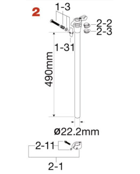 Tama HC103BW2 Center Tube Assembly for HC103BW STAR Cymbal Stand