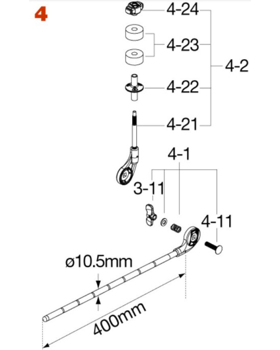 Tama HC43BWN4 upper Rod with Tilter for HC43BWN