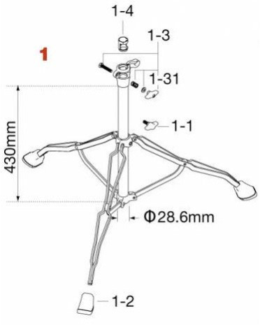 Tama HC82W1 Base Assembly for HC82W