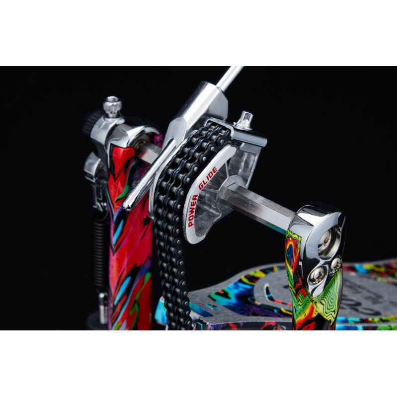 Tama HP900PWMPR 50th Limited Iron Cobra Power Glide Twin Pedal - Marble Psychedelic Rainbow Finish