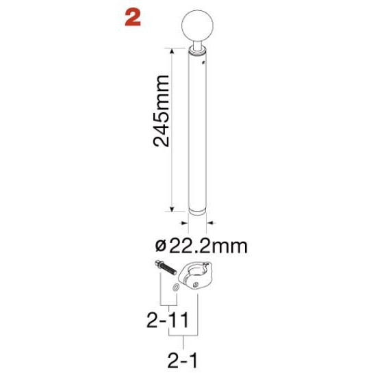 Tama HS100W2 Upper Tube Assembly for HS100W Snare Stand