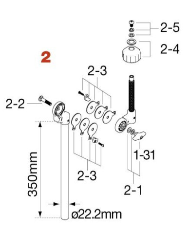 Tama HS80HW2 Center Tube Assembly for HS80HWN Tall Snare Stand