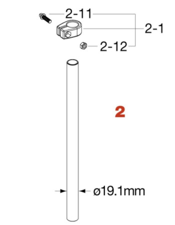Tama HT10S-2 Upper Tube Assembly for HT10S Drum Throne