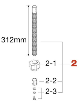 Tama HT730-2 Upper Threaded Rod for HT730/HT530/HT630/HT630C Drum Throne