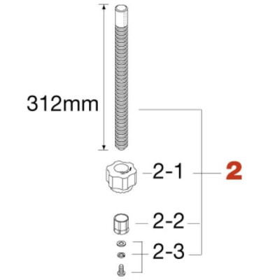 Tama HT730-2 Upper Threaded Rod for HT730/HT530/HT630/HT630C Drum Throne