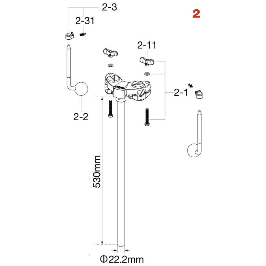 Tama HTW49WN2 Upper Tube Assembly for HTW49WN2 Double Tom Stand