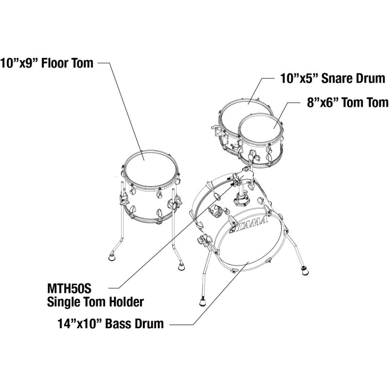 Tama LJK44S-AQB Club-Jam Flyer Shell Kit 4 pcs - Aqua Blue/Chrome HW