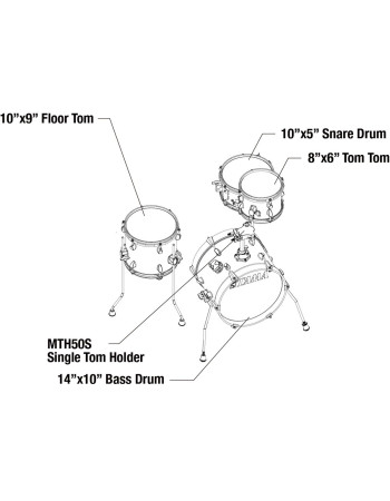 Tama LJK44S-ISP Club-Jam Flyer  Shell Kit 4 pcs - Indigo Sparkle/Chrome HW