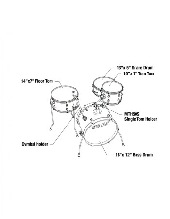 Tama LJK48S-CCM Club-Jam Shell Kit 4 pcs - Charcoal Mist/Chrome HW