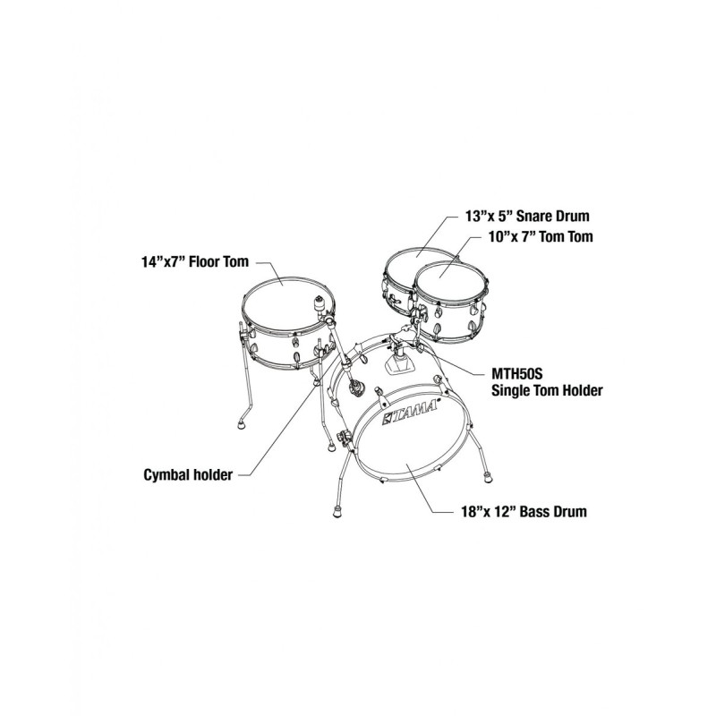 Tama LJK48S-CCM Club-Jam Shell Kit 4 pcs - Charcoal Mist/Chrome HW