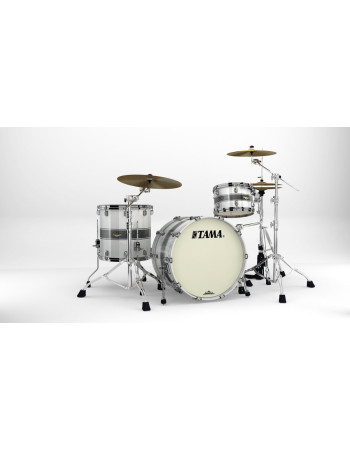 Tama MA32CZBNS-SSR Starclassic Maple Shell Lacquer Kit 3 pcs - Silver Snow Racing Stripe/Black Nickel HW