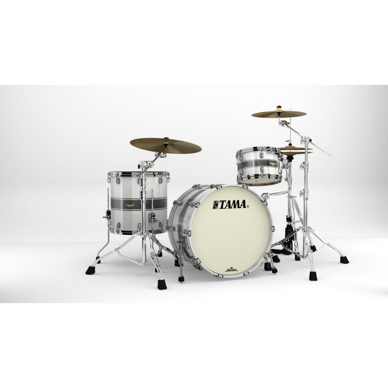 Tama MA32CZBNS-SSR Starclassic Maple Shell Lacquer Kit 3 pcs - Silver Snow Racing Stripe/Black Nickel HW
