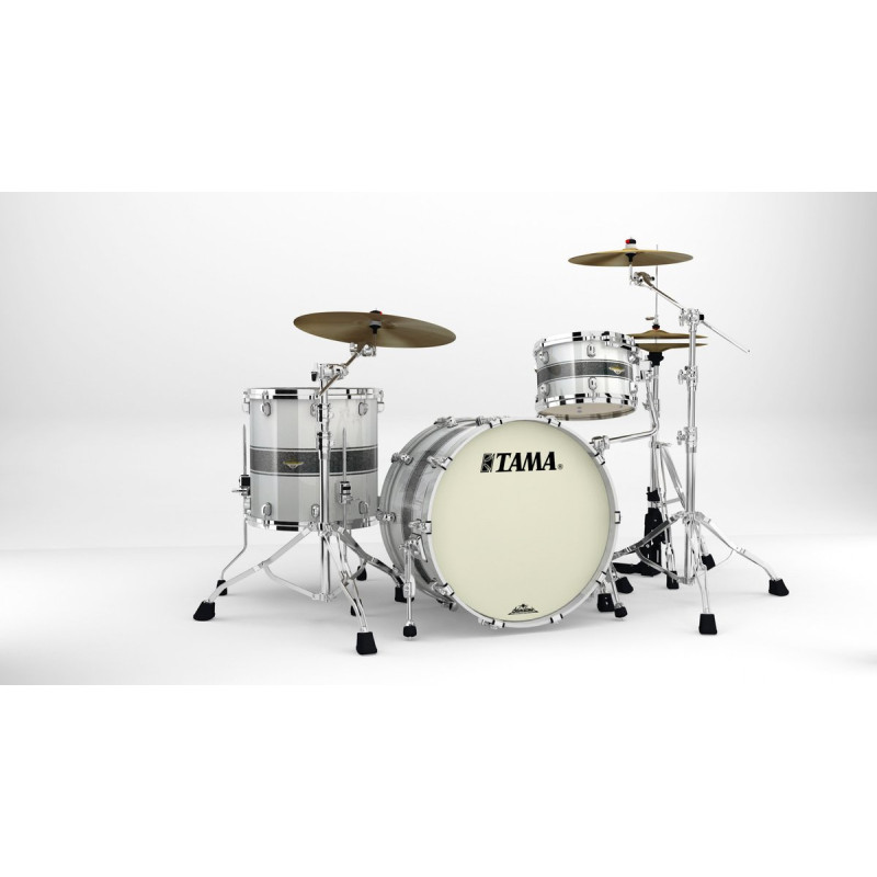 Tama MA32CZS-SSR Starclassic Maple Lacquer Shell Kit 3 pcs - Silver Snow Racing Stripe/Chrome HW