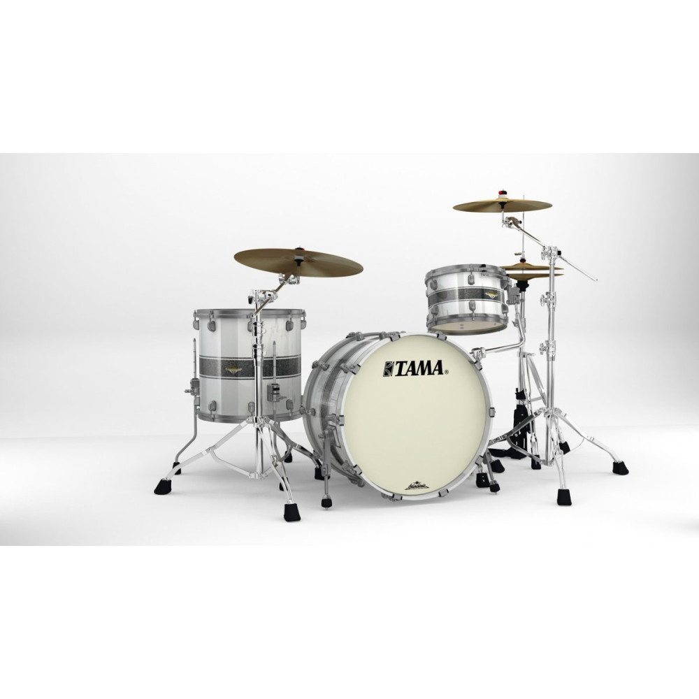 Tama MA32CZUS-SSR Starclassic Maple Lacquer Shell Kit 3 pcs - Silver Snow Racing Stripe/Smoked Black Nickel HW