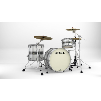 Tama MA32CZUS-SSR Starclassic Maple Lacquer Shell Kit 3 pcs - Silver Snow Racing Stripe/Smoked Black Nickel HW