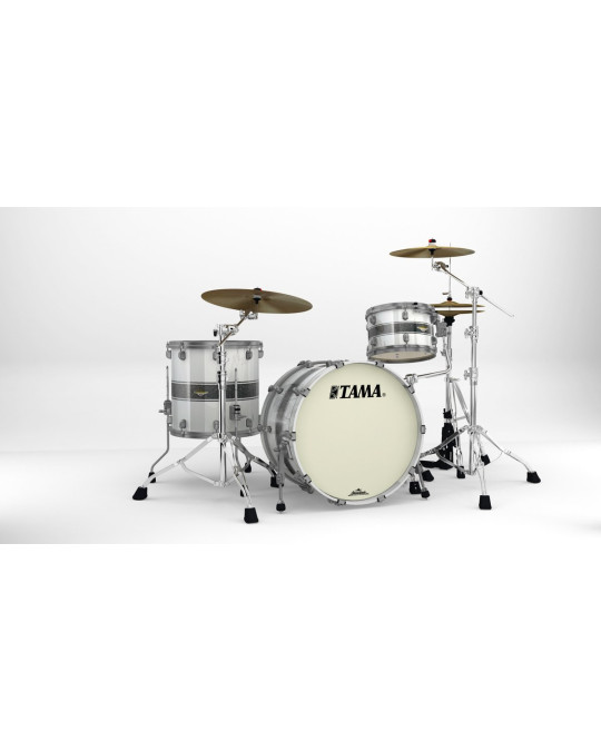 Tama MA32CZUS-SSR Starclassic Maple Lacquer Shell Kit 3 pcs - Silver Snow Racing Stripe/Smoked Black Nickel HW