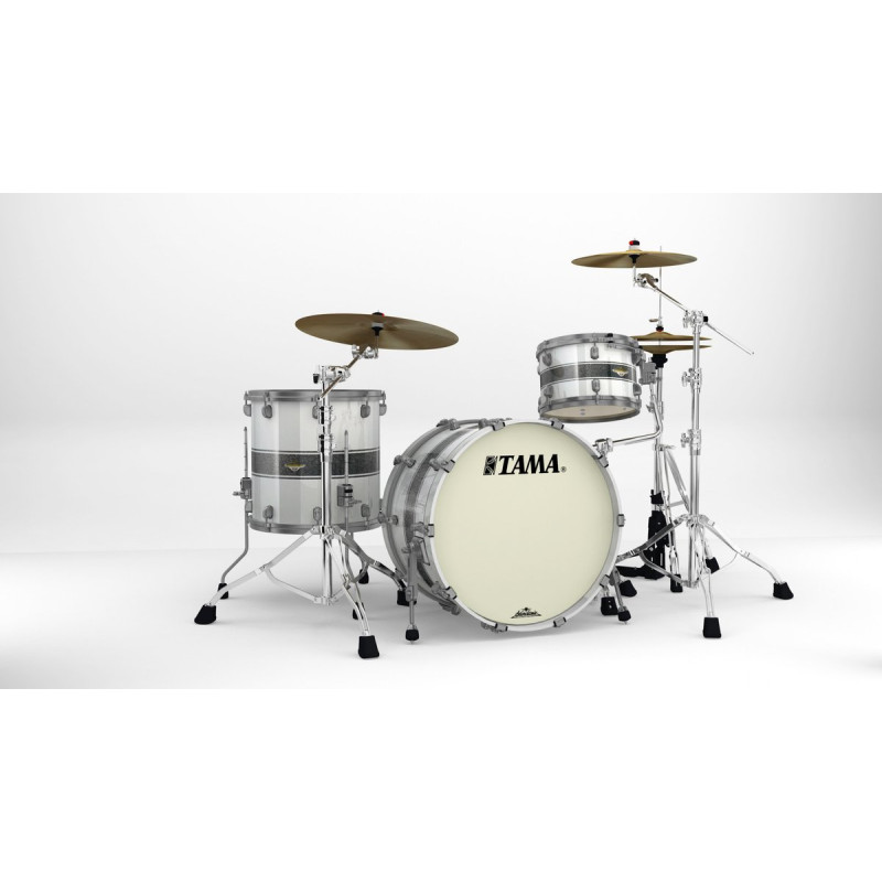 Tama MA32CZUS-SSR Starclassic Maple Lacquer Shell Kit 3 pcs - Silver Snow Racing Stripe/Smoked Black Nickel HW
