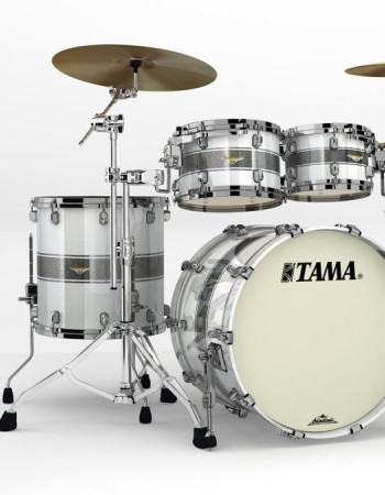 Tama MA42TZBNS-SSR Starclassic Maple Lacquer Shell Kit 4 pcs - Silver Snow Racing Stripe/Black Nickel HW