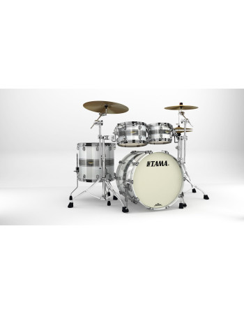 Tama MA42TZBNS-SSR Starclassic Maple Lacquer Shell Kit 4 pcs - Silver Snow Racing Stripe/Black Nickel HW