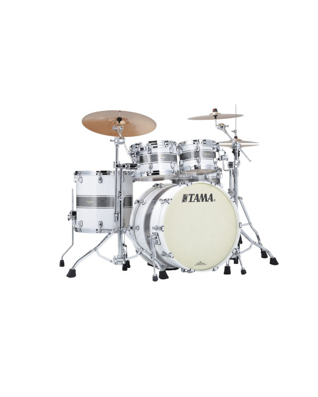 Tama MA42TZS-SSR Starclassic Maple Lacquer Shell Kit 4 pcs - Silver Snow Racing Stripe/Chrome HW